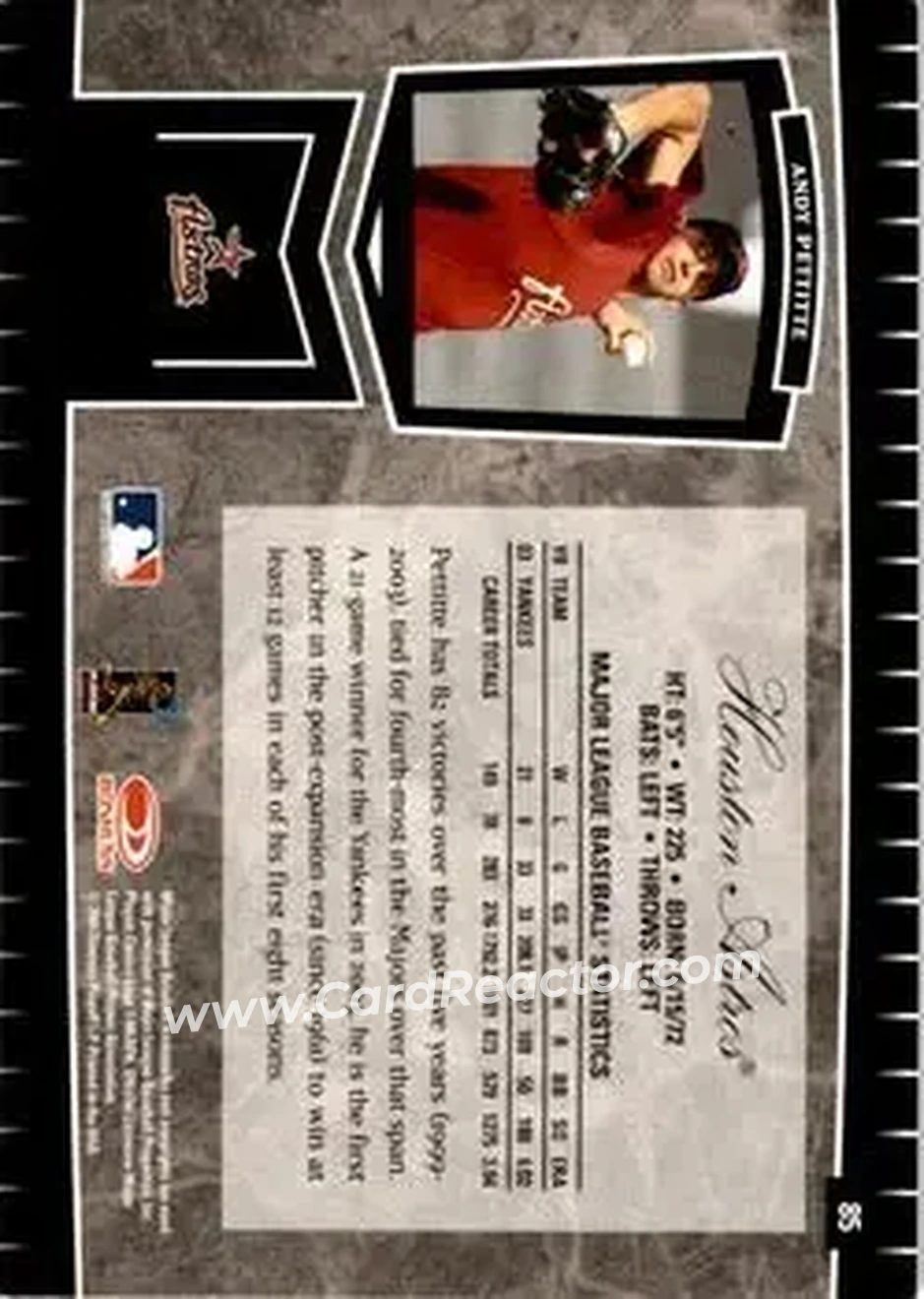 2004 Leaf Certified Cuts #85 - Andy Pettitte - Houston Astros - Back