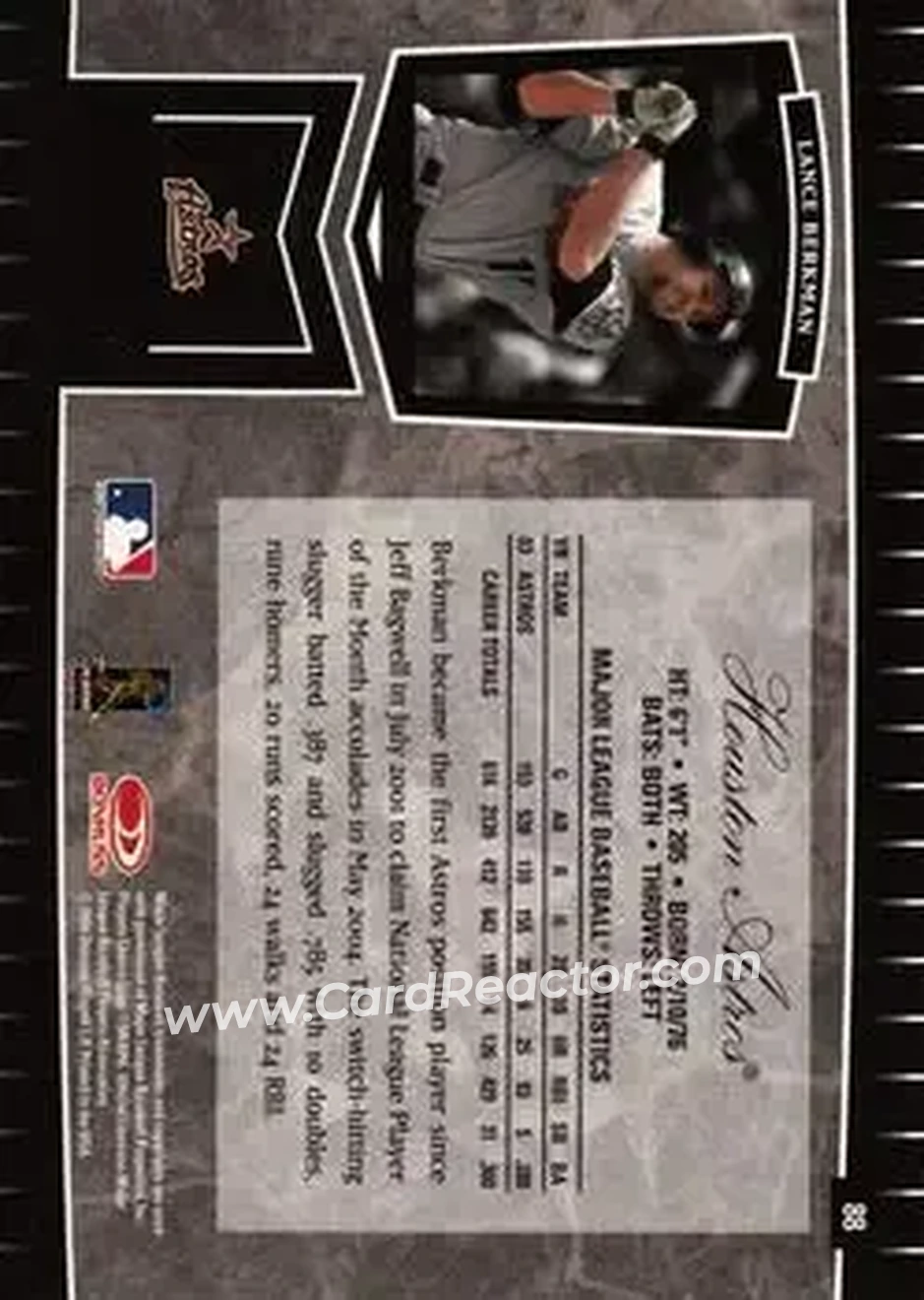 2004 Leaf Certified Cuts #88 - Lance Berkman - Houston Astros - Back