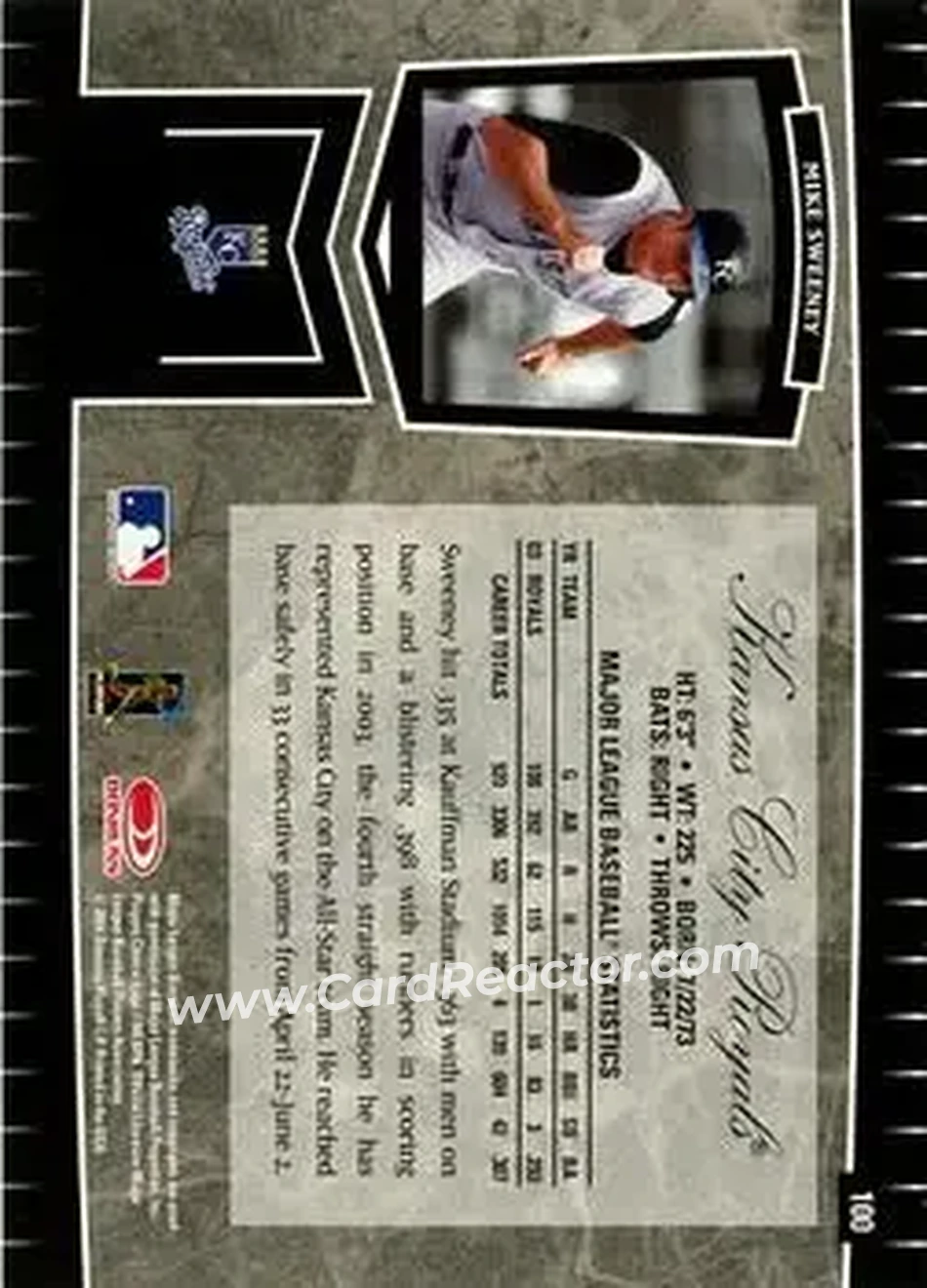 2004 Leaf Certified Cuts #100 - Mike Sweeney - Kansas City Royals - Back