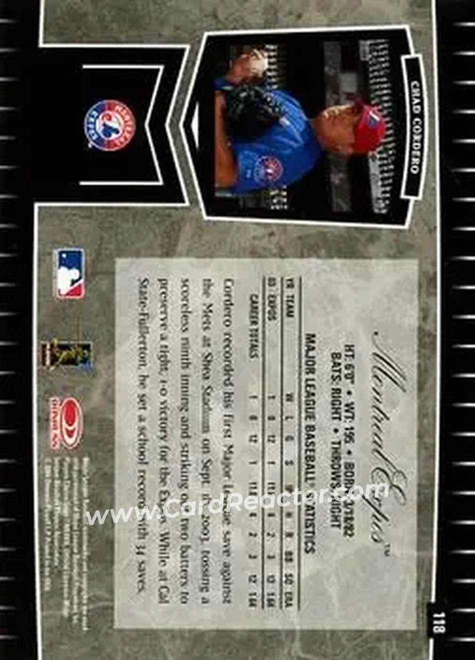 2004 Leaf Certified Cuts #118 - Chad Cordero - Montreal Expos - Back