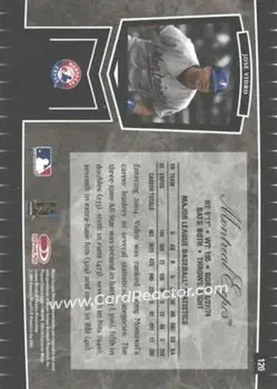 2004 Leaf Certified Cuts #120 - Jose Vidro - Montreal Expos - Back