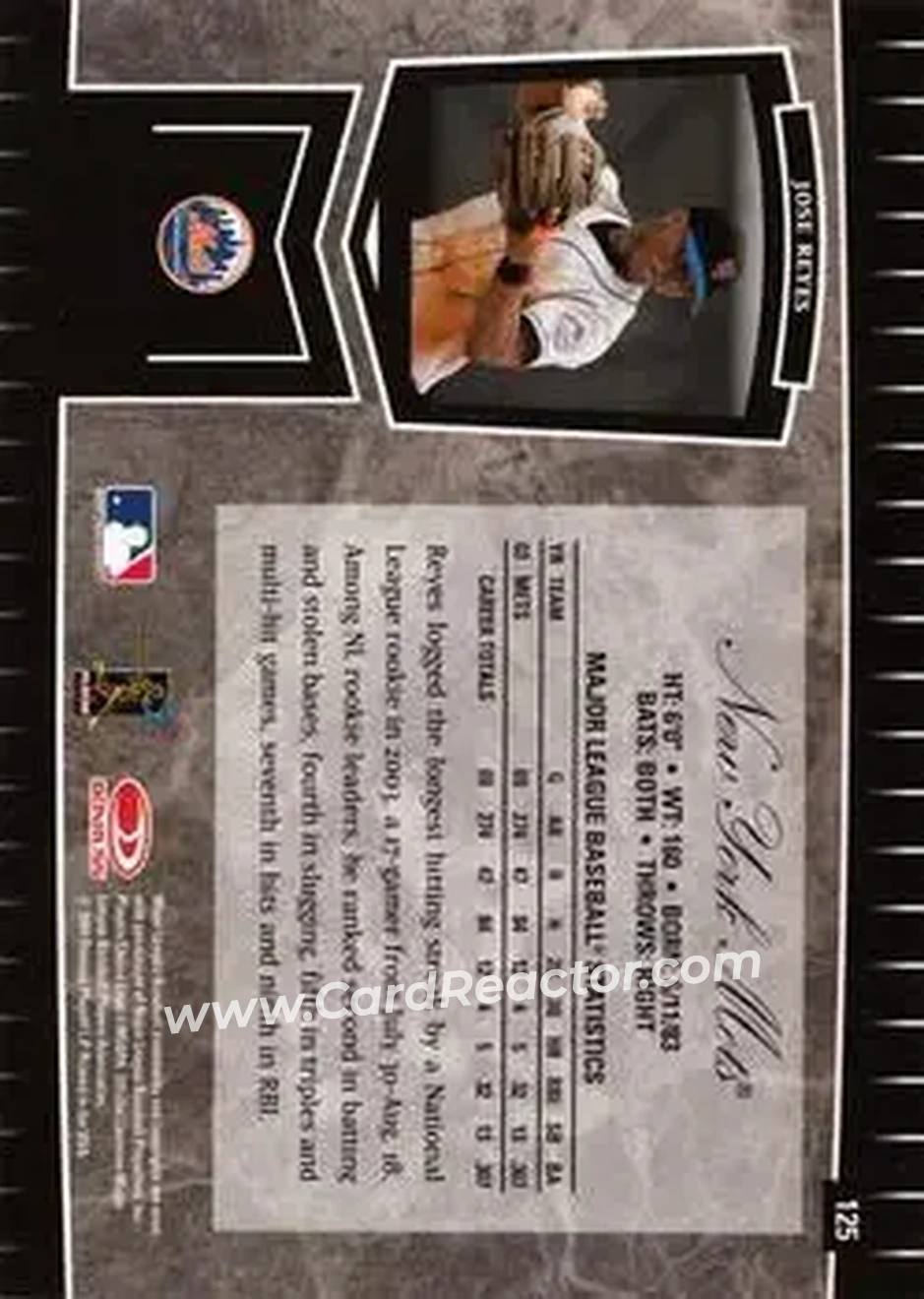 2004 Leaf Certified Cuts #125 - Jose Reyes - New York Mets - Back