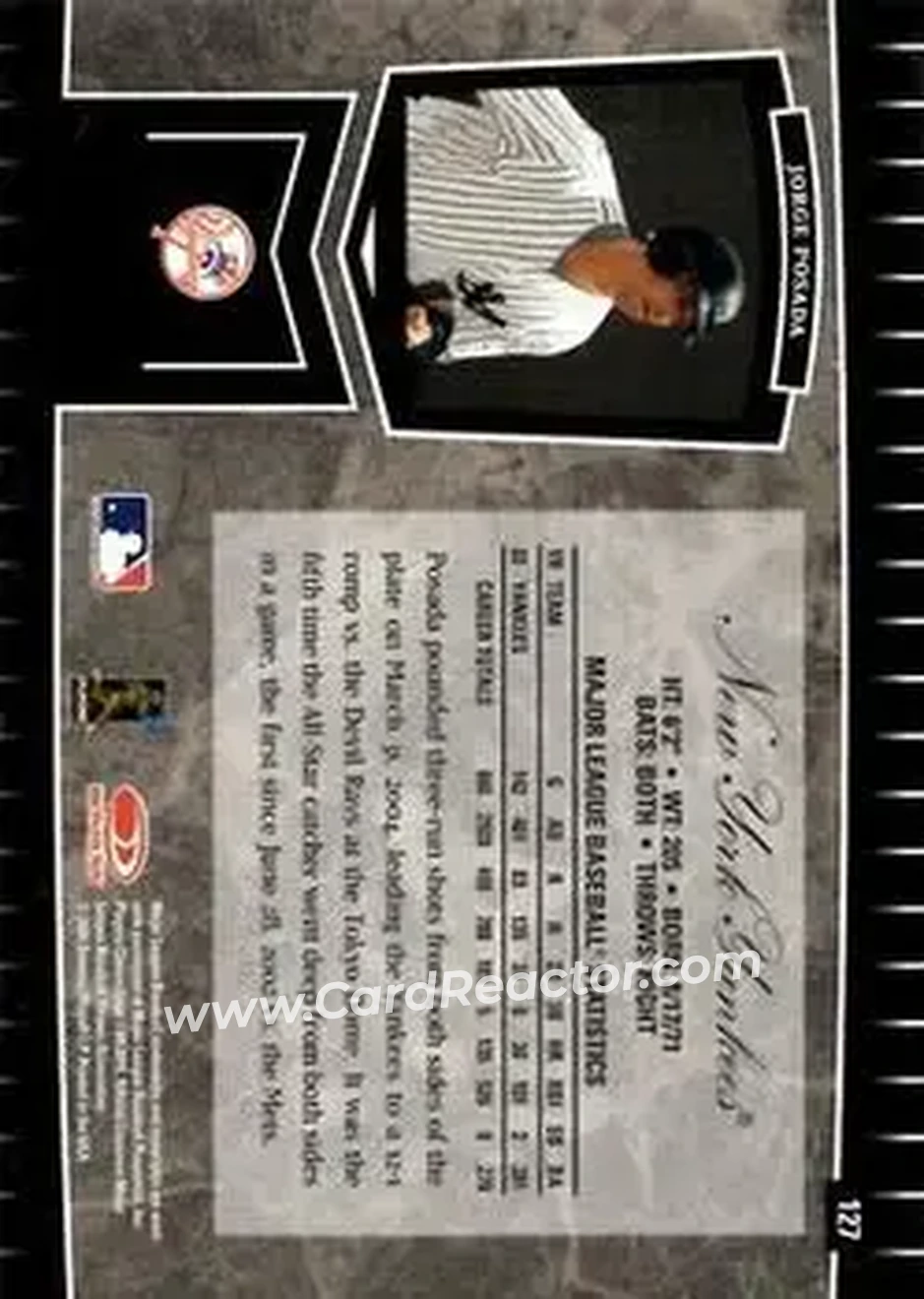 2004 Leaf Certified Cuts #127 - Jorge Posada - New York Yankees - Back