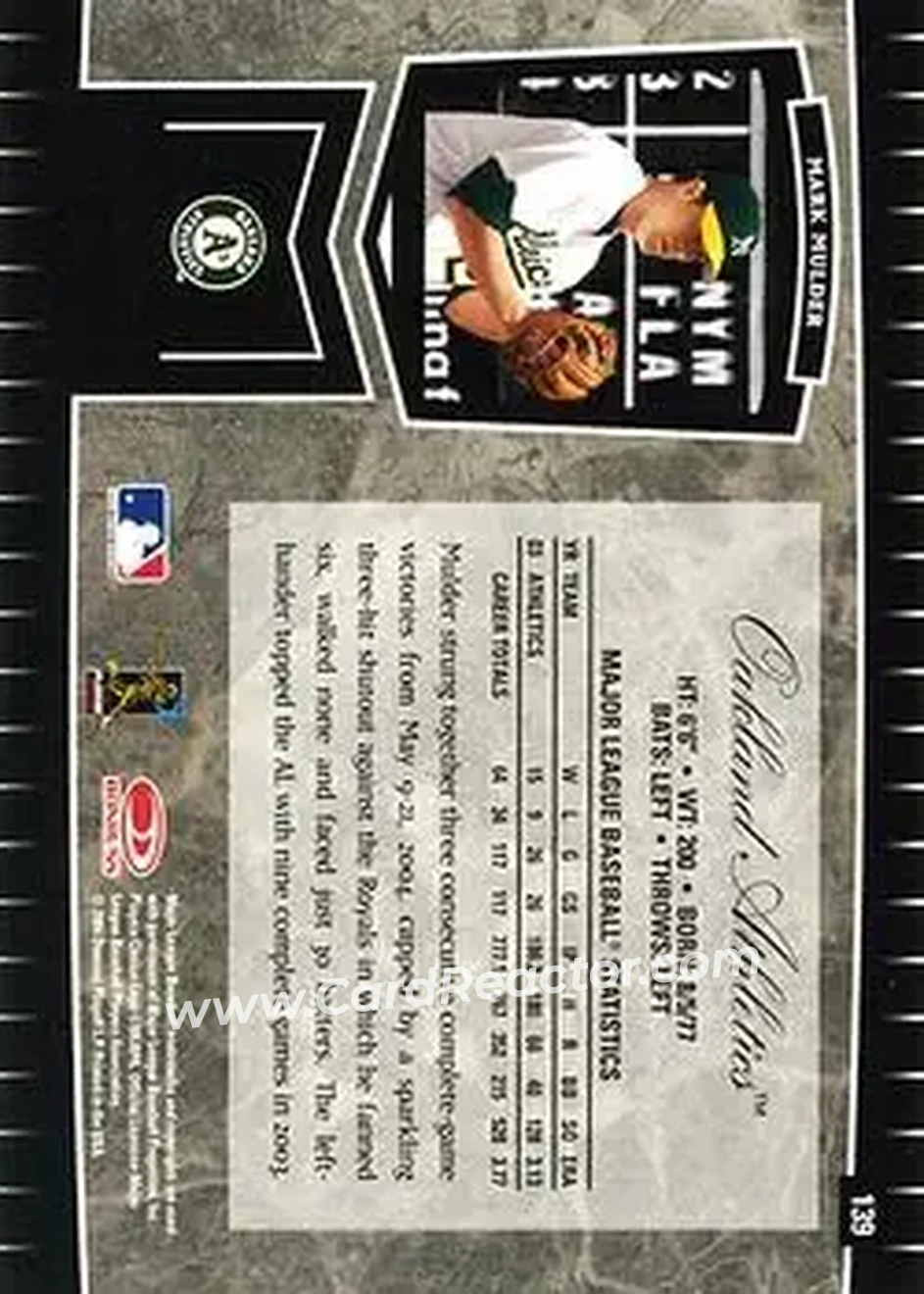 2004 Leaf Certified Cuts #139 - Mark Mulder - Oakland Athletics - Back