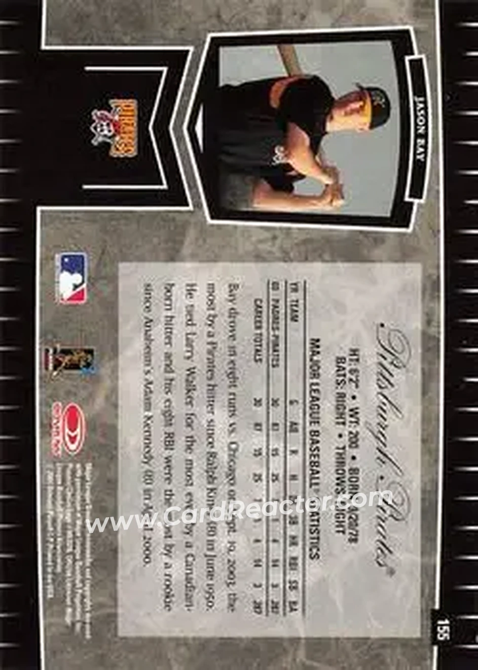 2004 Leaf Certified Cuts #155 - Jason Bay - Pittsburgh Pirates - Back 2004 Leaf Certified Cuts #155 - Jason Bay - Pittsburgh Pirates - Back