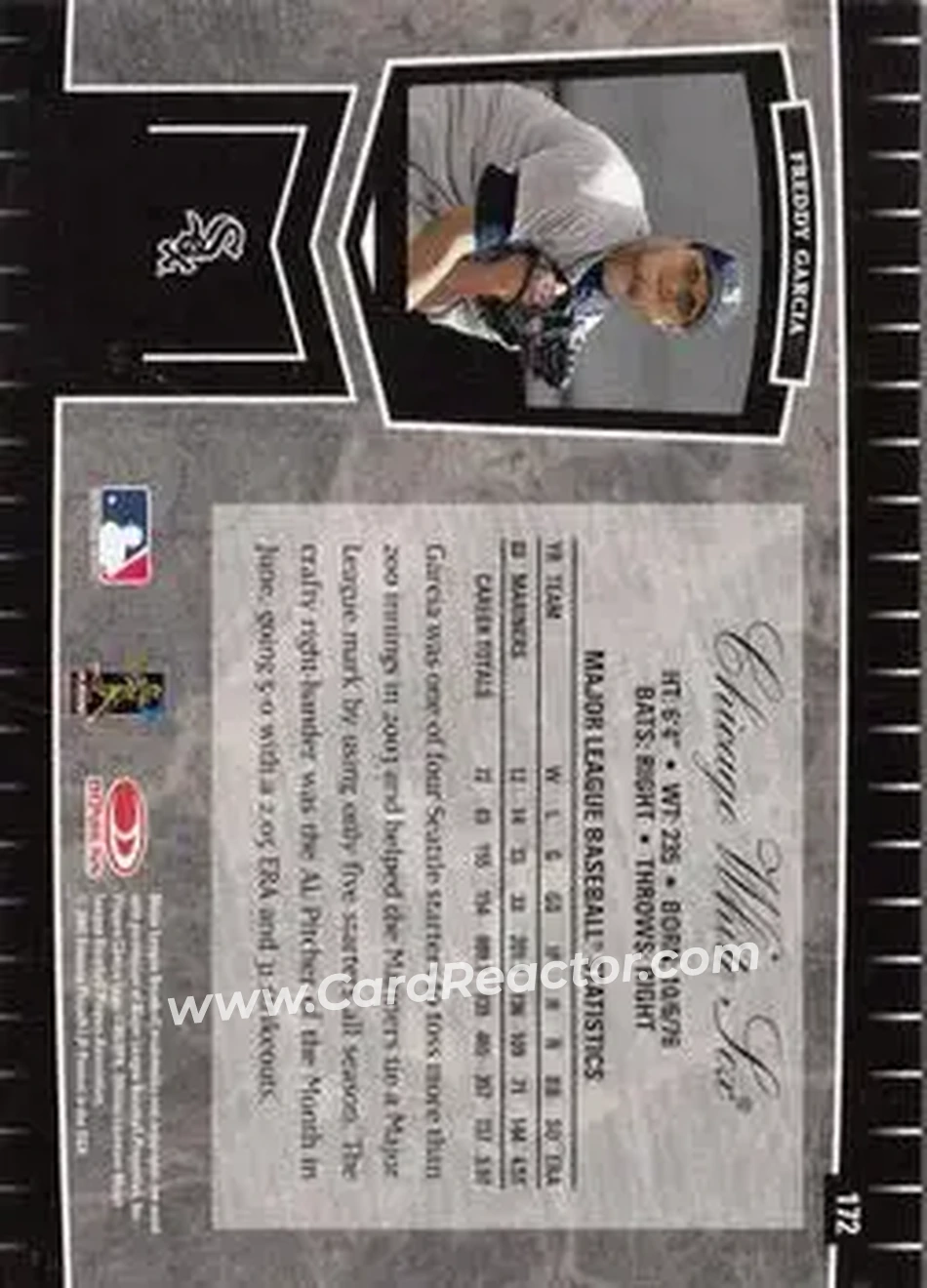 2004 Leaf Certified Cuts #172 - Freddy Garcia - Chicago White Sox - Back