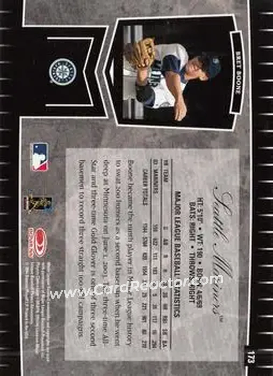 2004 Leaf Certified Cuts #173 - Bret Boone - Seattle Mariners - Back 2004 Leaf Certified Cuts #173 - Bret Boone - Seattle Mariners - Back