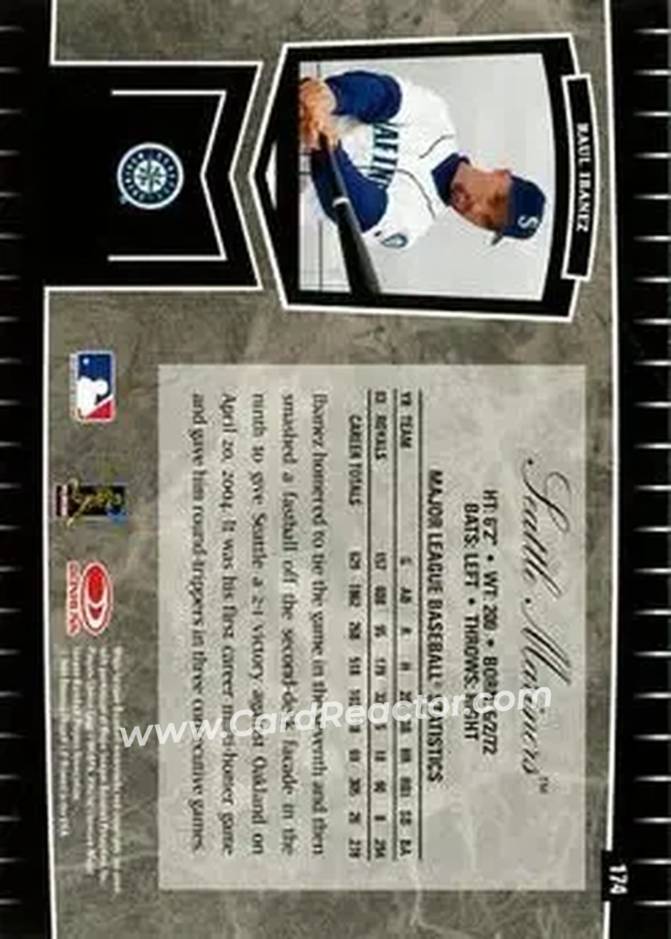 2004 Leaf Certified Cuts #174 - Raul Ibanez - Seattle Mariners - Back
