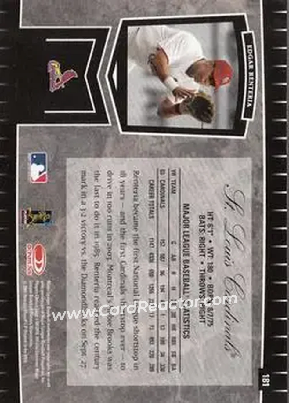 2004 Leaf Certified Cuts #181 - Edgar Renteria - St. Louis Cardinals - Back