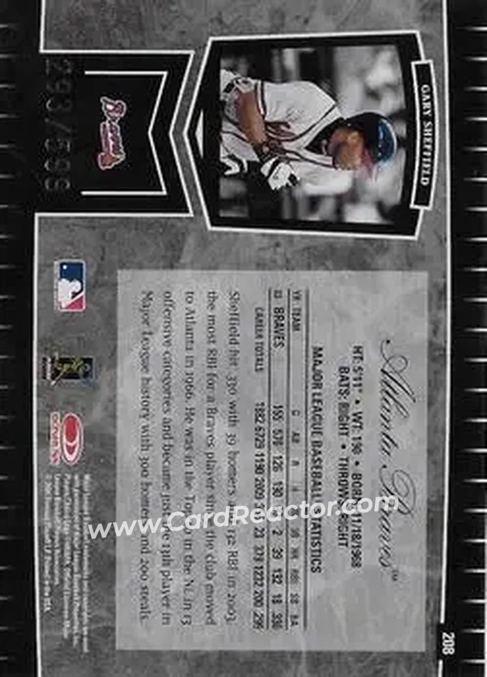 2004 Leaf Certified Cuts #208 - Gary Sheffield - Atlanta Braves - Back