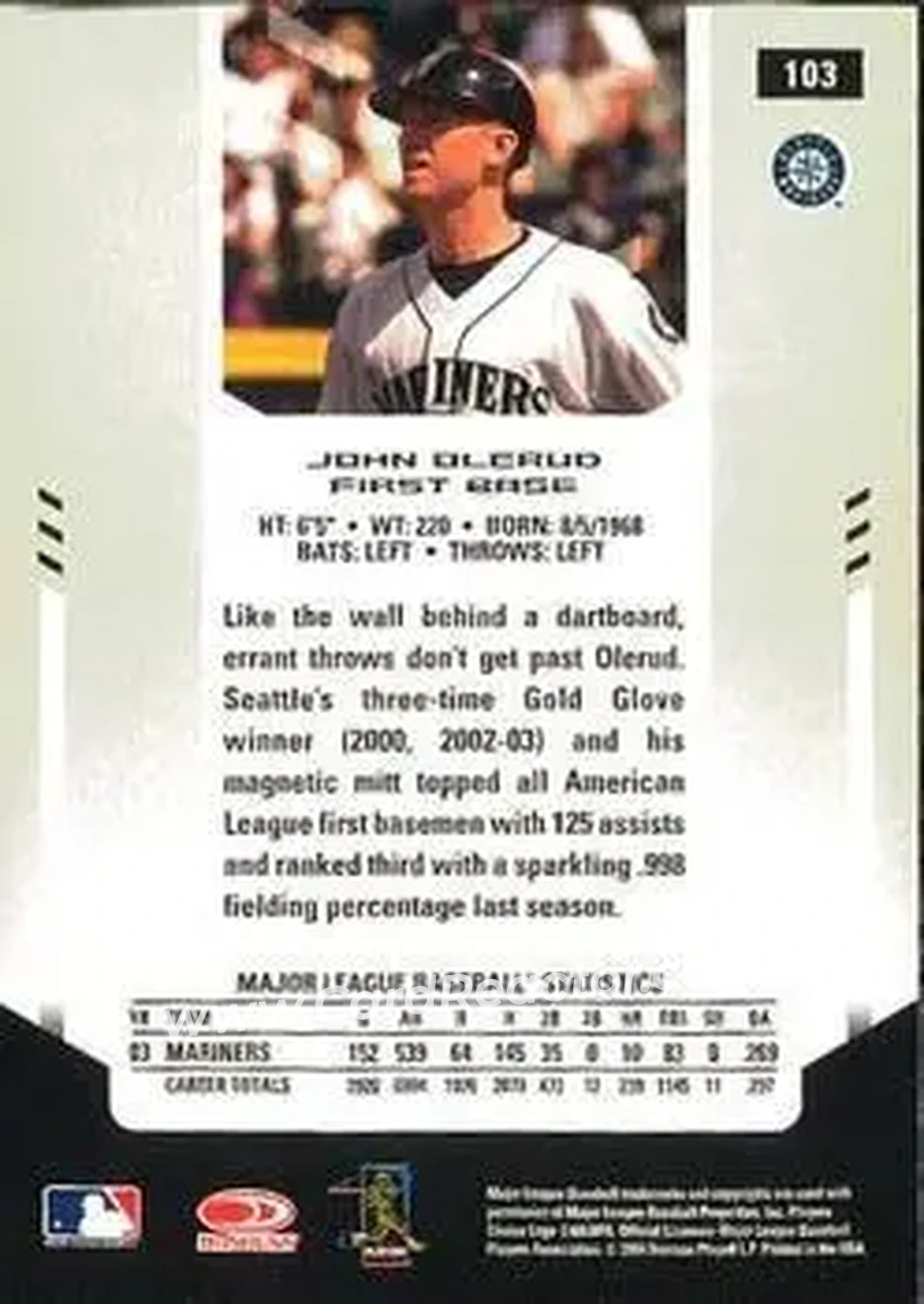 2004 Leaf Certified Materials #103 - John Olerud - Seattle Mariners - Back