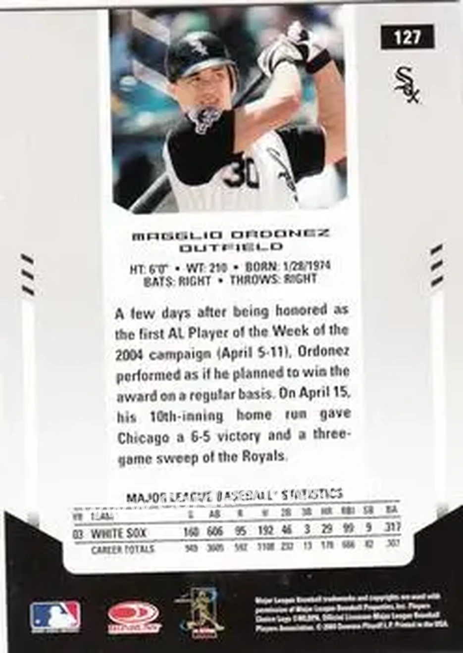 2004 Leaf Certified Materials #127 - Magglio Ordonez - Chicago White Sox - Back