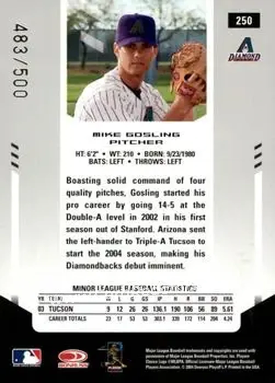 2004 Leaf Certified Materials #250 - Mike Gosling - Arizona Diamondbacks - Back