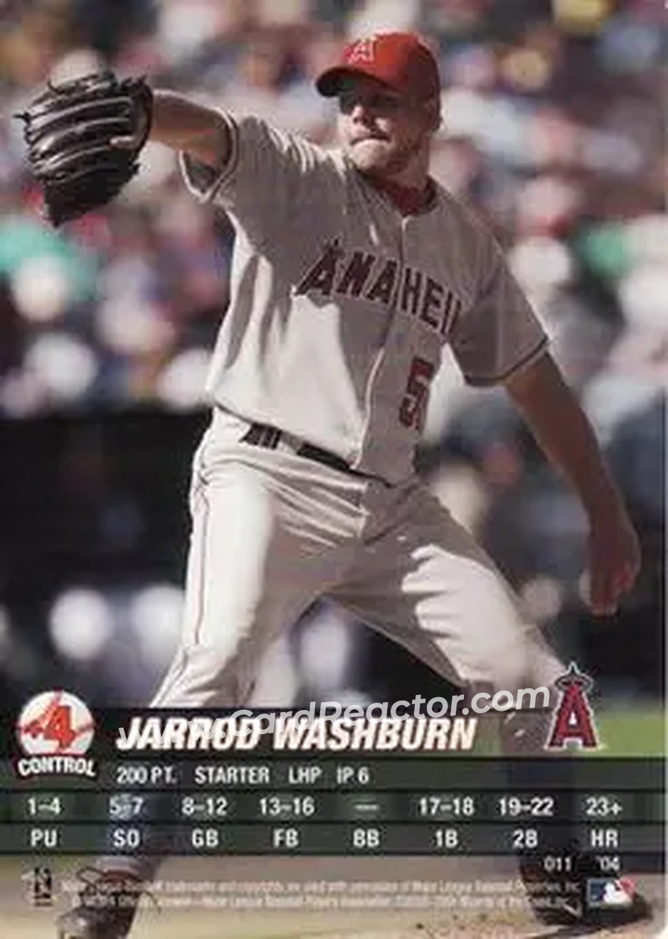 2004 MLB Showdown #011 - Jarrod Washburn - Anaheim Angels - Front