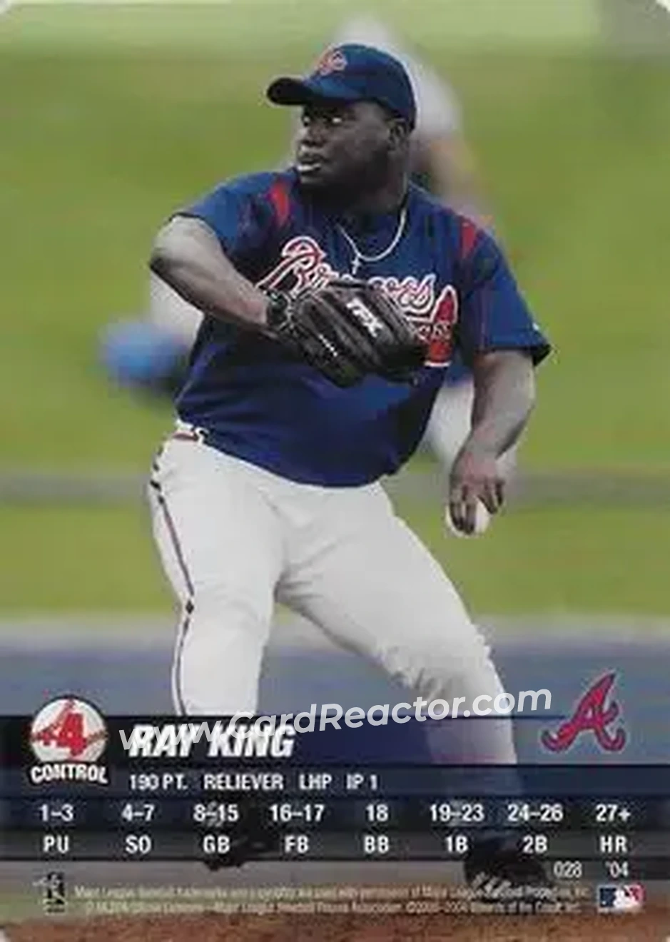 2004 MLB Showdown #028 - Ray King - Atlanta Braves - Front