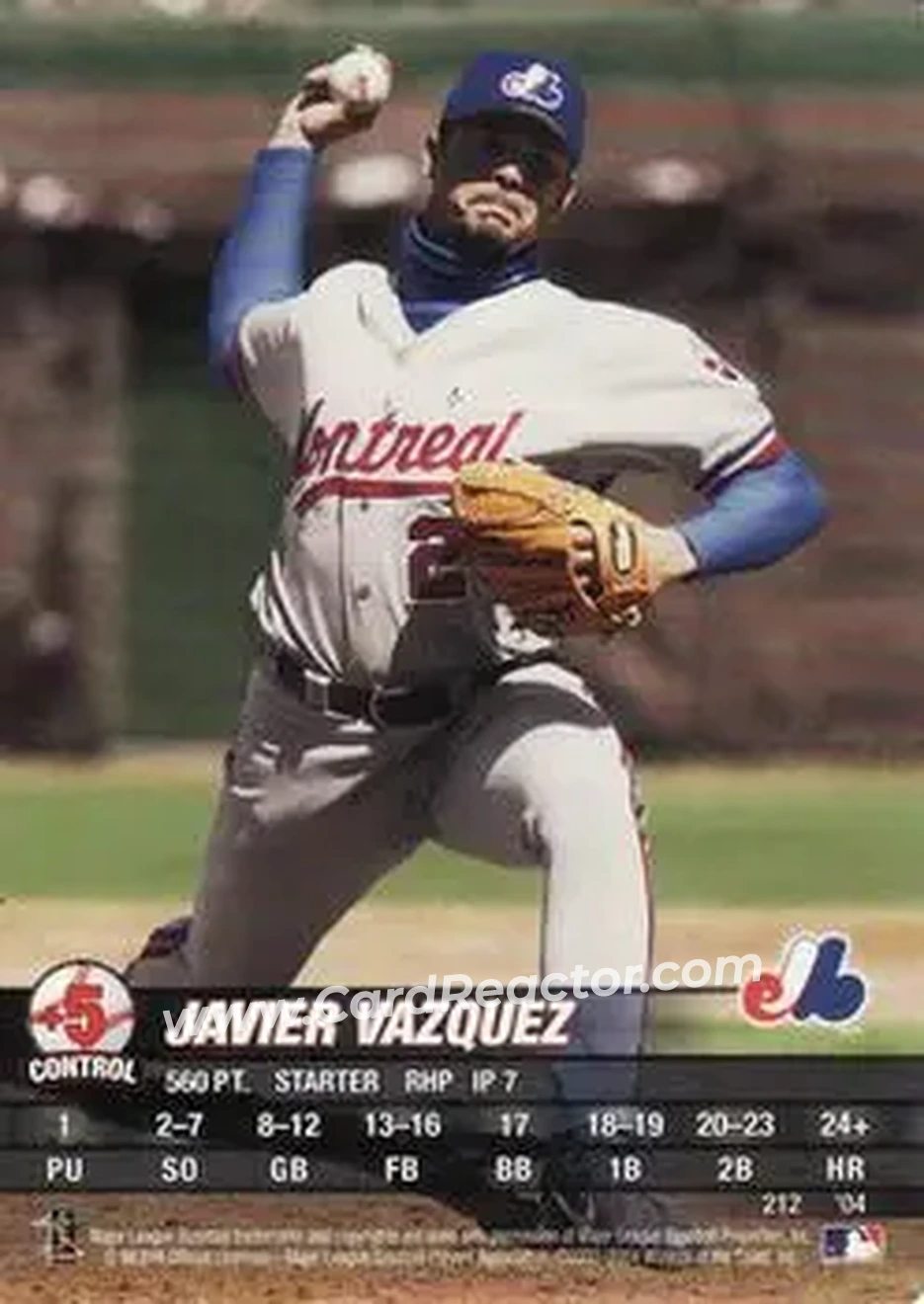 2004 MLB Showdown #212 - Javier Vazquez - Montreal Expos - Front