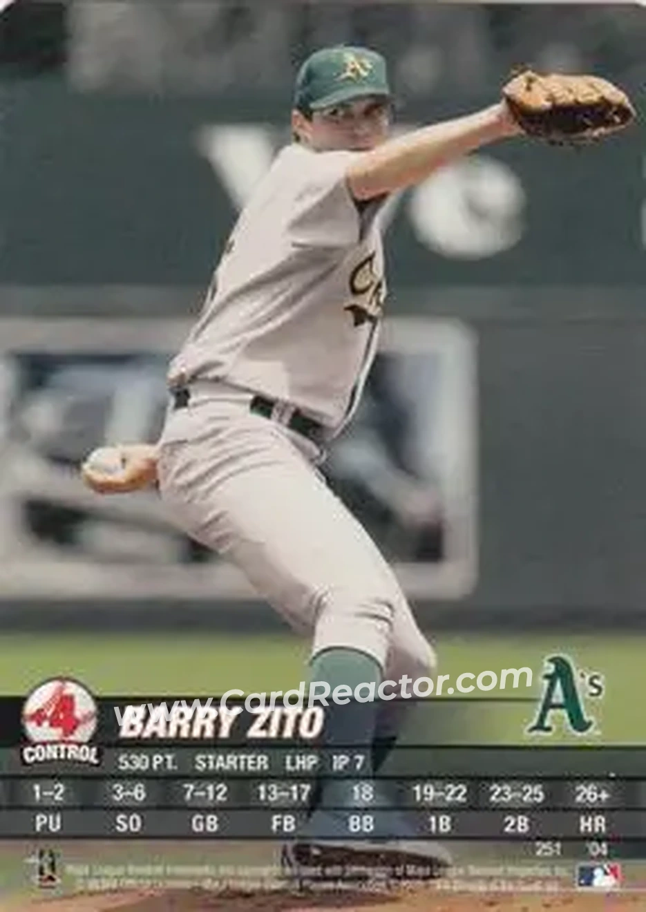 2004 MLB Showdown #251 - Barry Zito - Oakland Athletics - Front
