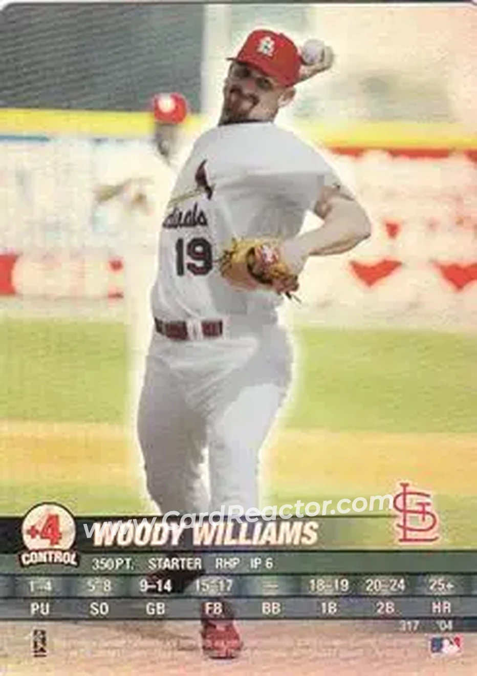 2004 MLB Showdown #317 - Woody Williams - St. Louis Cardinals - Front