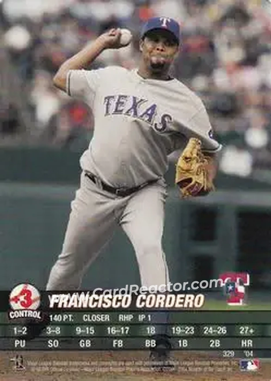 2004 MLB Showdown #329 - Francisco Cordero - Texas Rangers - Front