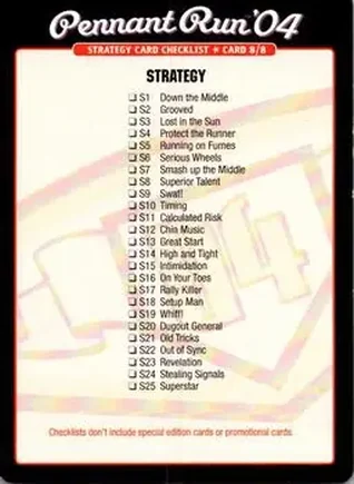 2004 MLB Showdown Pennant Run - Checklists #8 - Strategy