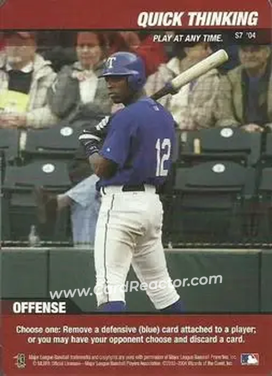 2004 MLB Showdown Trading Deadline - Strategy #S7 - Quick Thinking - Texas Rangers - Front 2004 MLB Showdown Trading Deadline - Strategy #S7 - Quick Thinking - Texas Rangers - Front