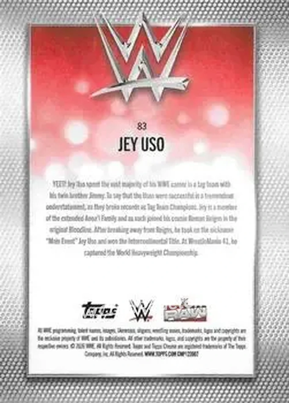 2026 Topps Chrome WWE #83 - Jey Uso - Back 2026 Topps Chrome WWE #83 - Jey Uso - Back