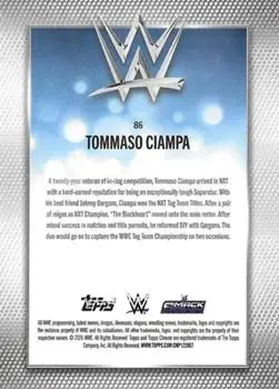 2026 Topps Chrome WWE #86 - Tommaso Ciampa - Back 2026 Topps Chrome WWE #86 - Tommaso Ciampa - Back