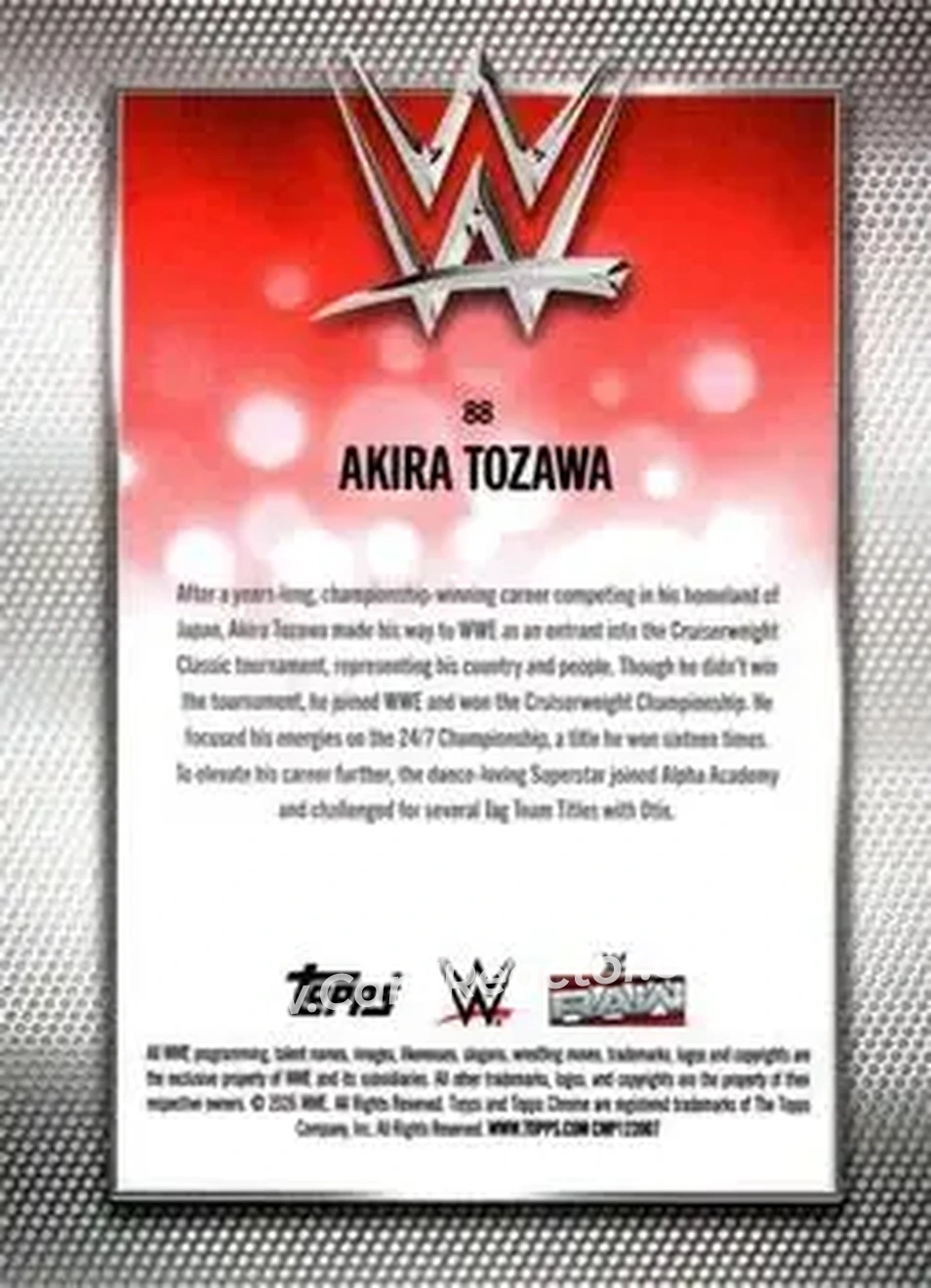 2026 Topps Chrome WWE #88 - Akira Tozawa - Back 2026 Topps Chrome WWE #88 - Akira Tozawa - Back