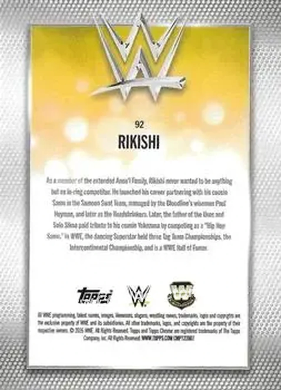 2026 Topps Chrome WWE #92 - Rikishi - Back