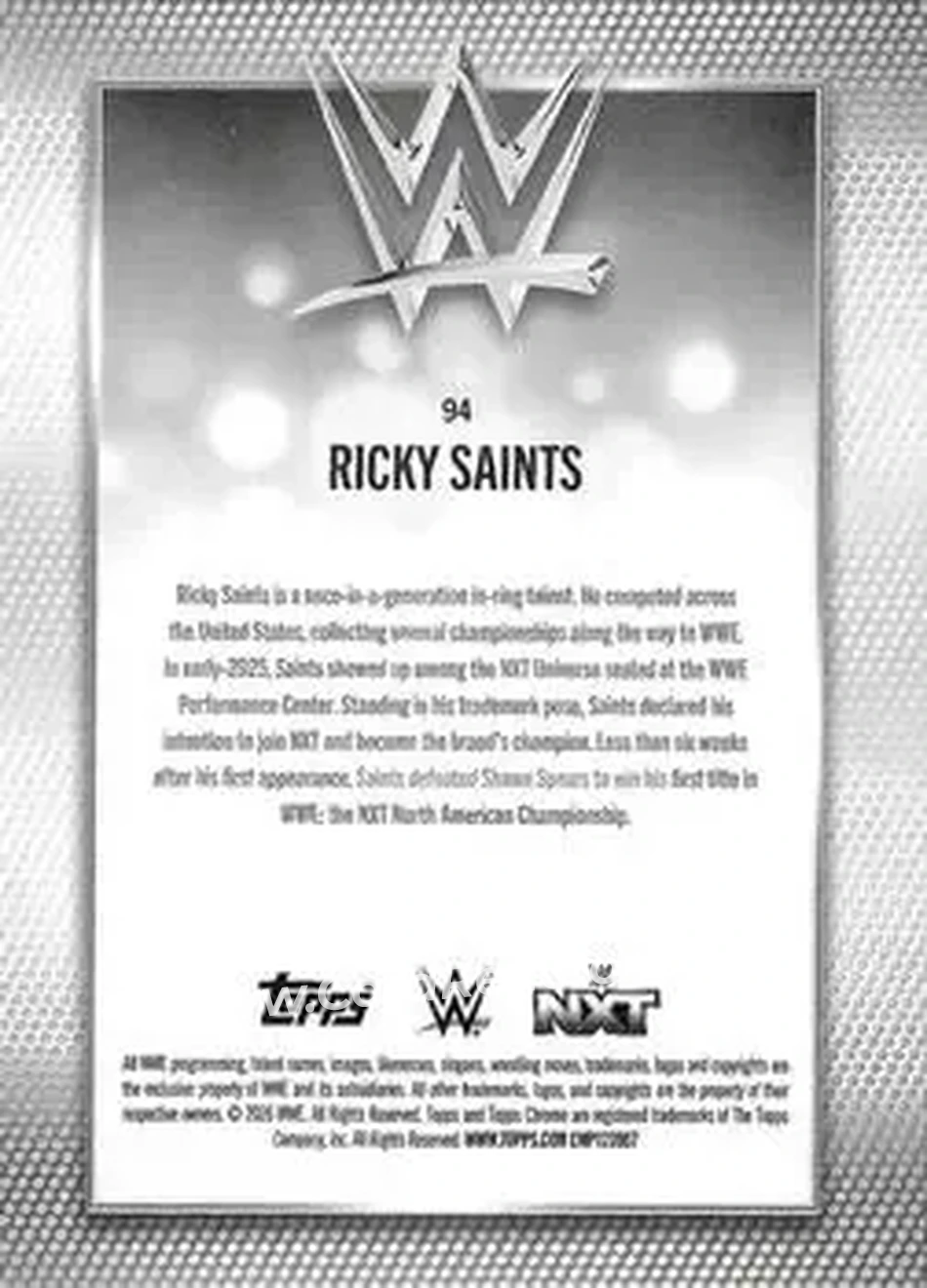 2026 Topps Chrome WWE #94 - Ricky Saints - Back