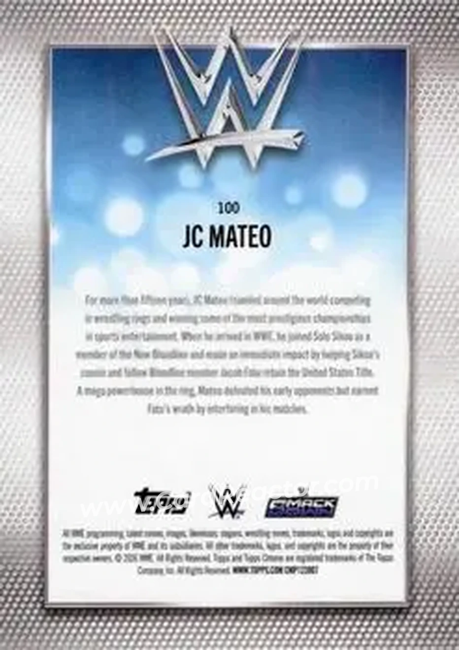 2026 Topps Chrome WWE #100 - JC Mateo - Back 2026 Topps Chrome WWE #100 - JC Mateo - Back
