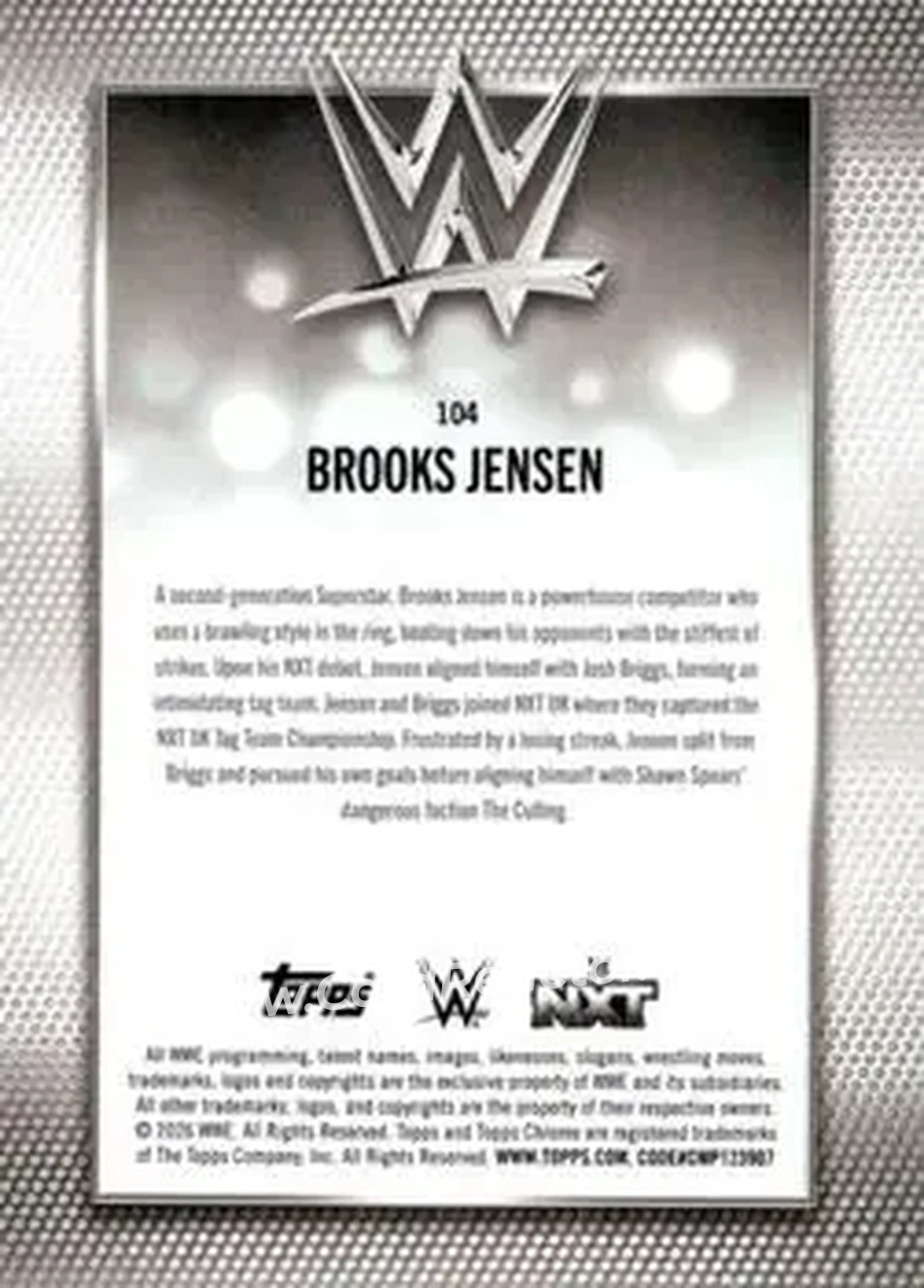 2026 Topps Chrome WWE #104 - Brooks Jensen - Back