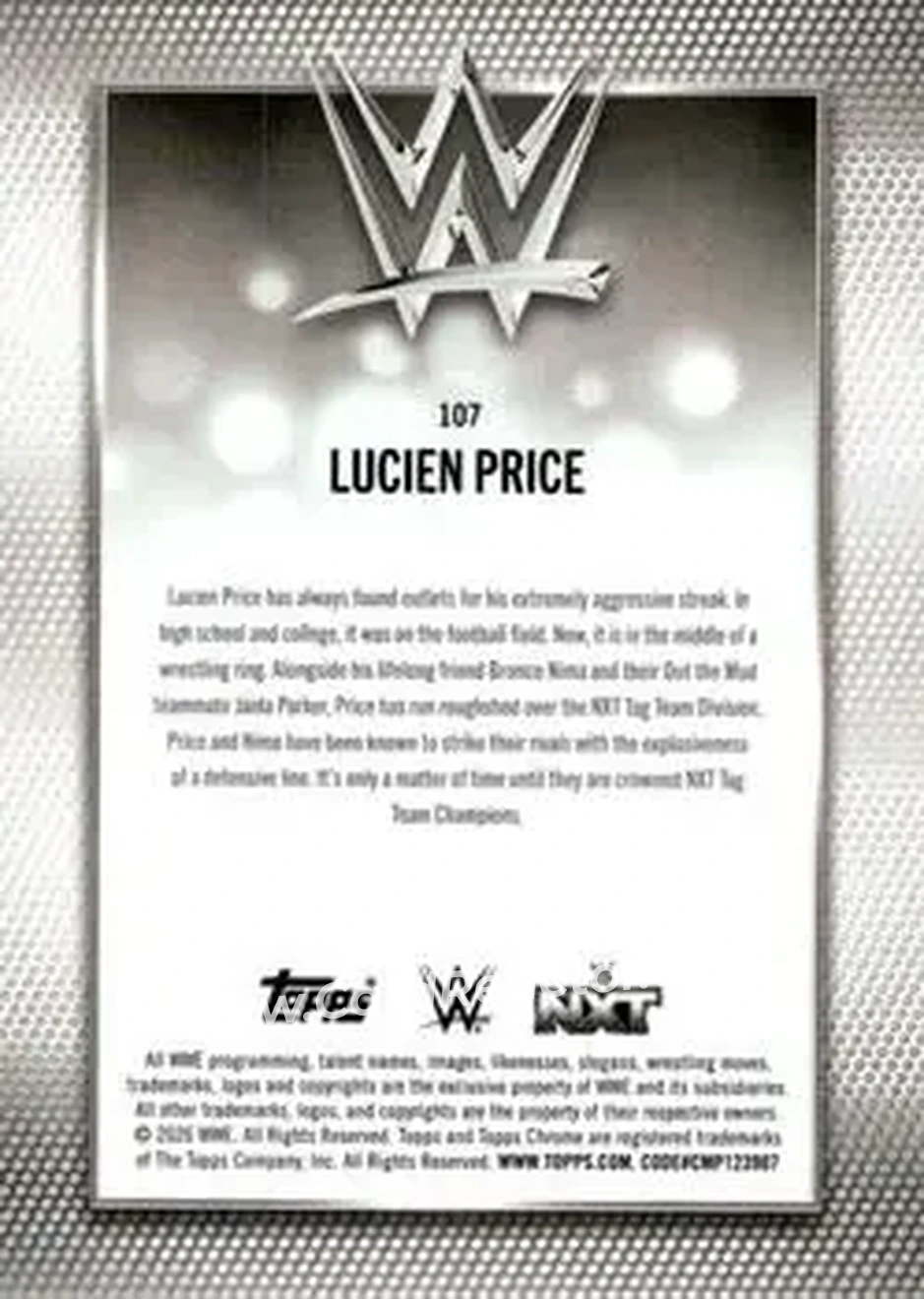 2026 Topps Chrome WWE #107 - Lucien Price - Back 2026 Topps Chrome WWE #107 - Lucien Price - Back