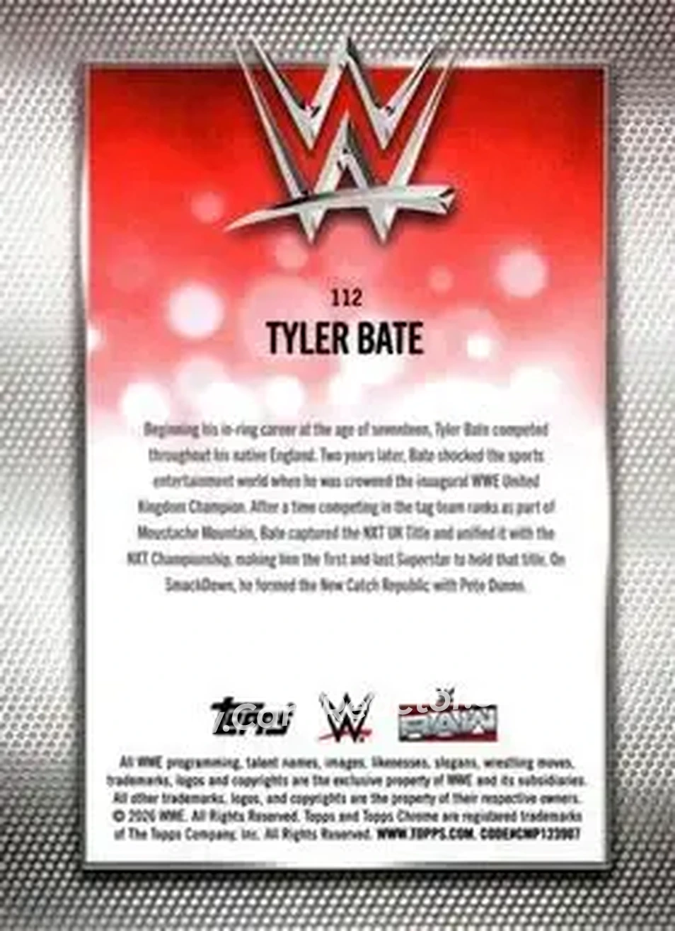 2026 Topps Chrome WWE #112 - Tyler Bate - Back