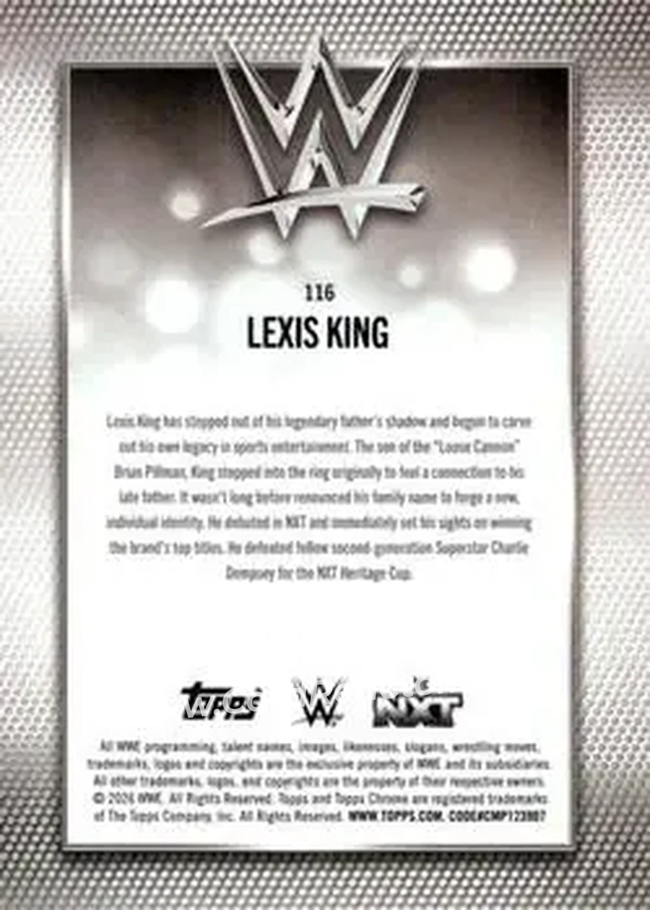 2026 Topps Chrome WWE #116 - Lexis King - Back 2026 Topps Chrome WWE #116 - Lexis King - Back