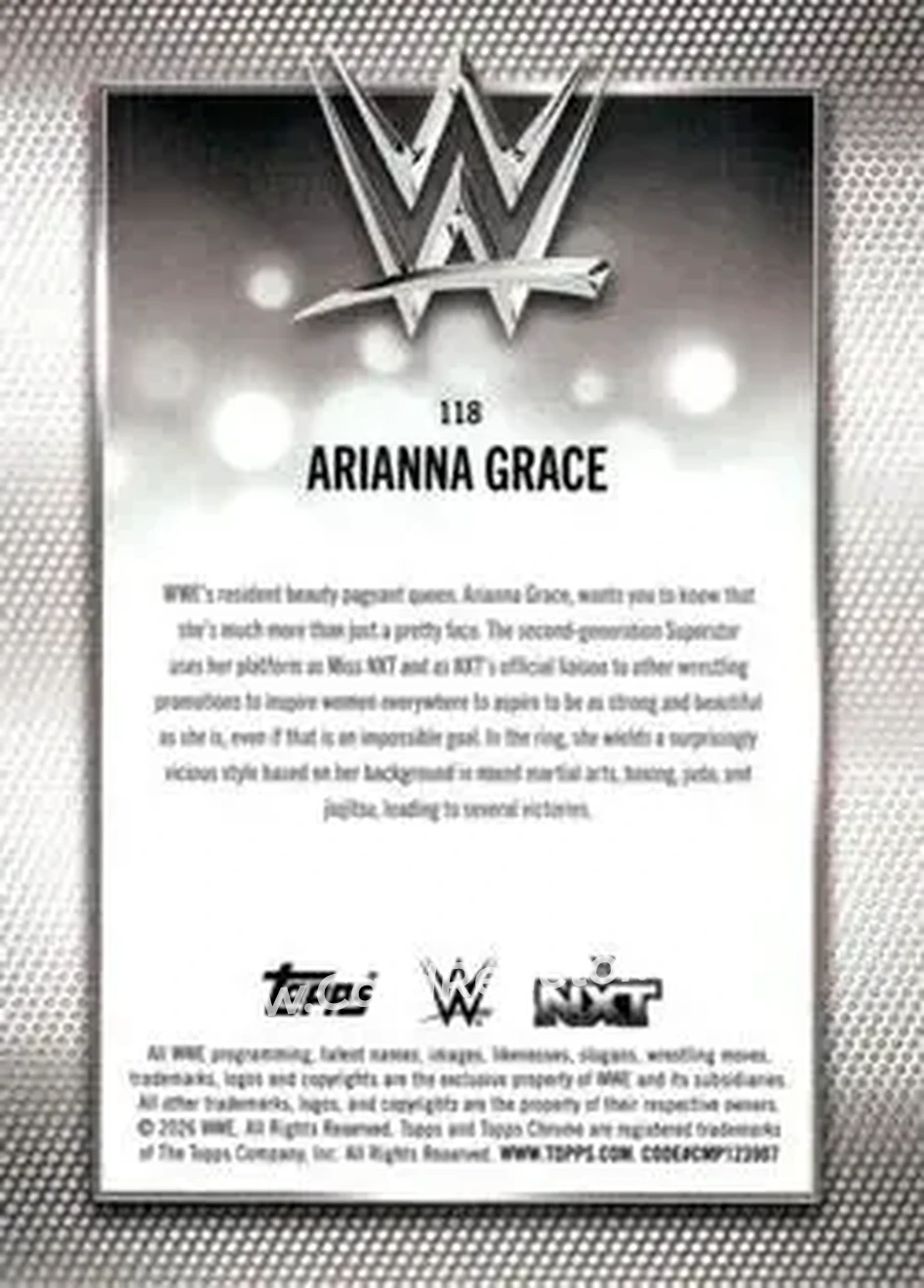2026 Topps Chrome WWE #118 - Arianna Grace - Back