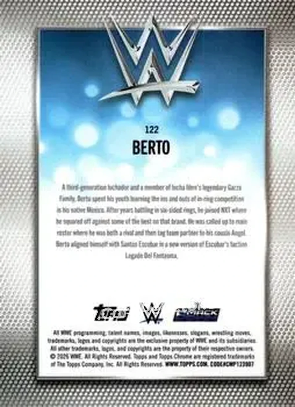 2026 Topps Chrome WWE #122 - Berto - Back