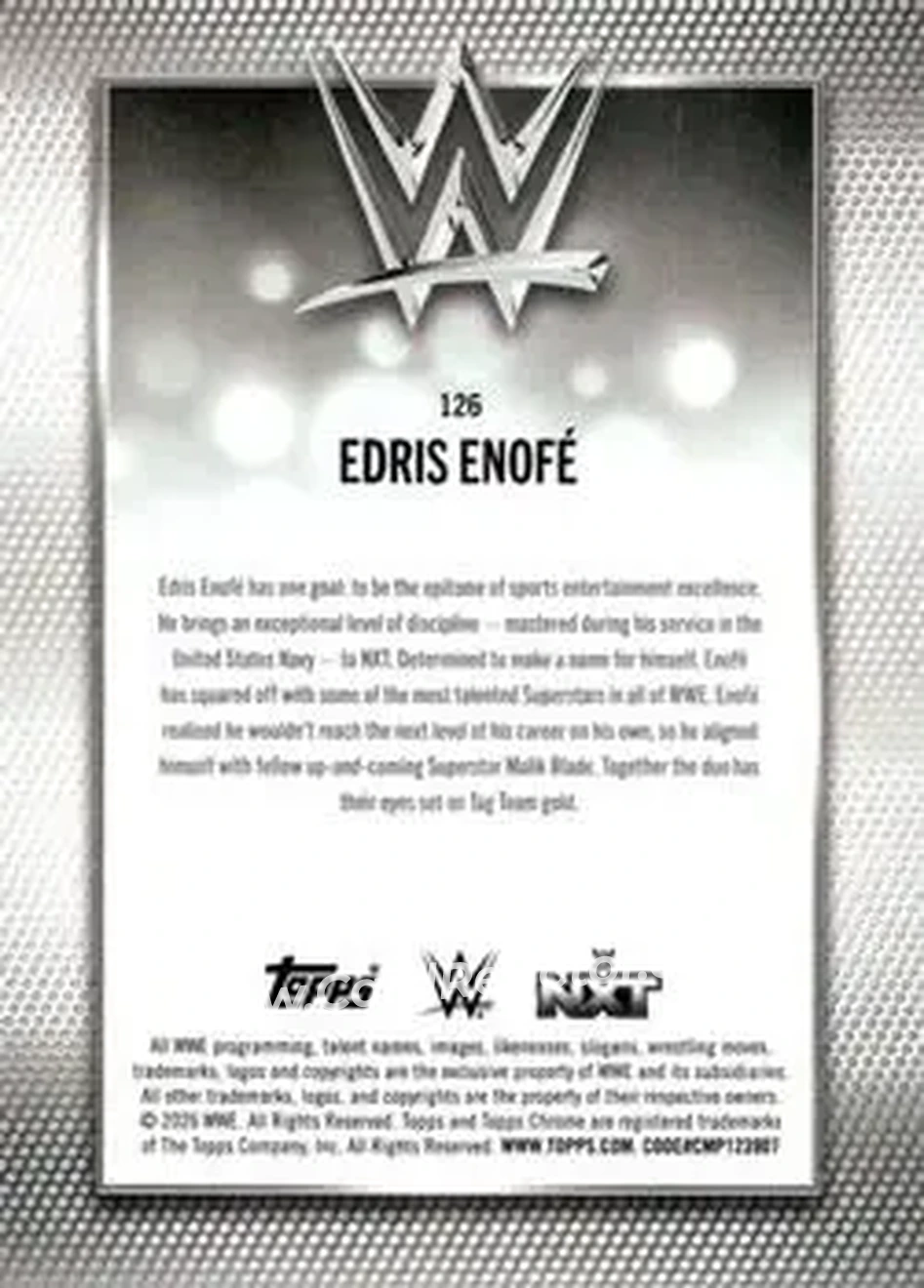 2026 Topps Chrome WWE #126 - Edris Enofe - Back 2026 Topps Chrome WWE #126 - Edris Enofe - Back