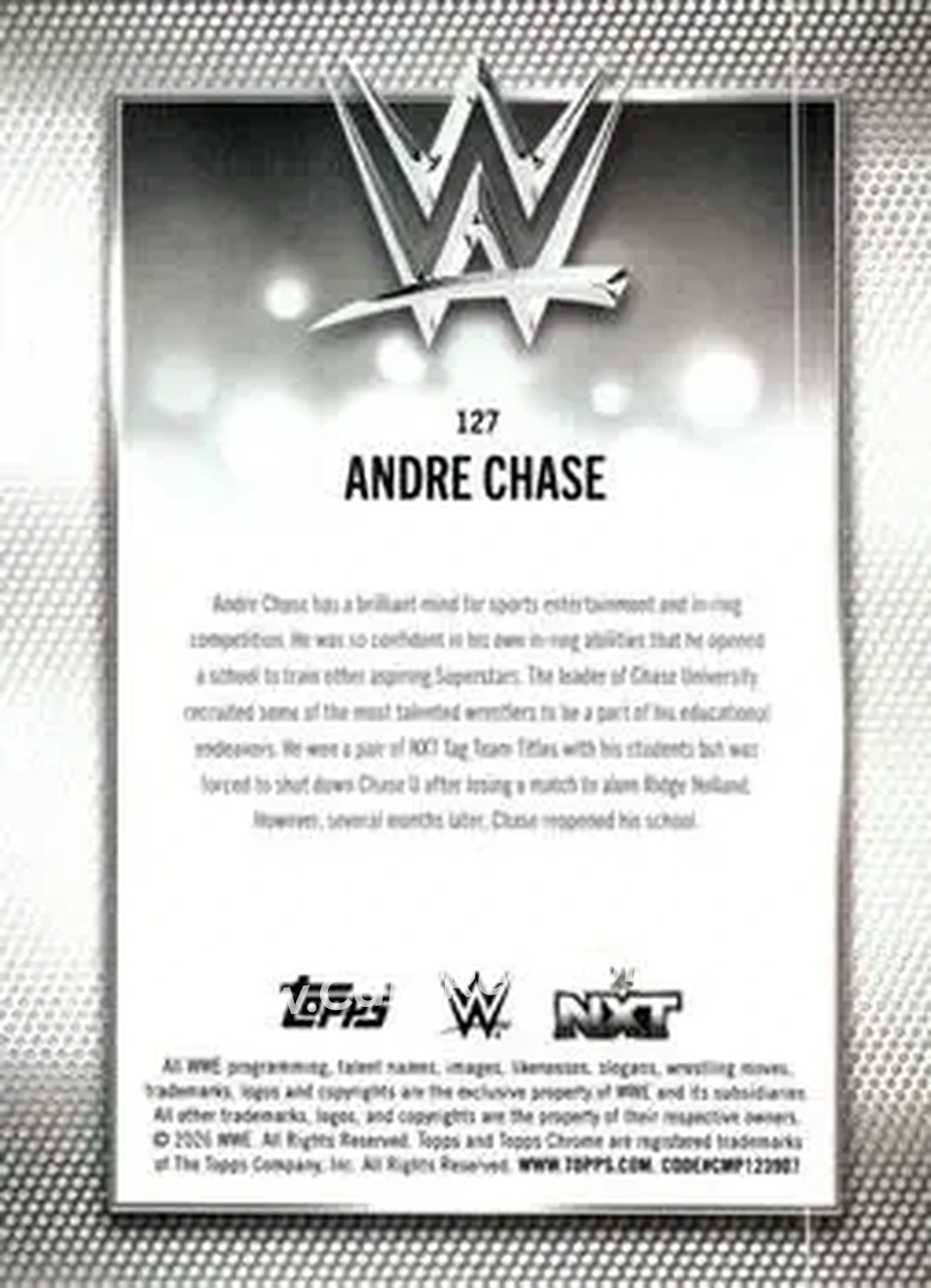 2026 Topps Chrome WWE #127 - Andre Chase - Back