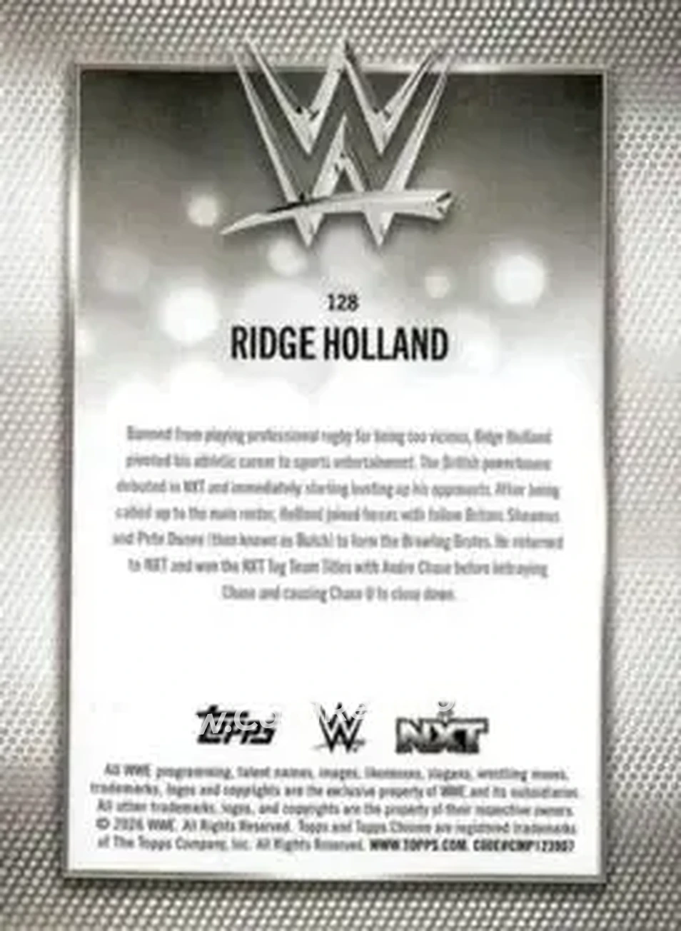 2026 Topps Chrome WWE #128 - Ridge Holland - Back