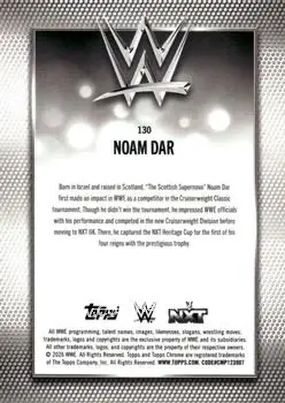 2026 Topps Chrome WWE #130 - Noam Dar - Back 2026 Topps Chrome WWE #130 - Noam Dar - Back