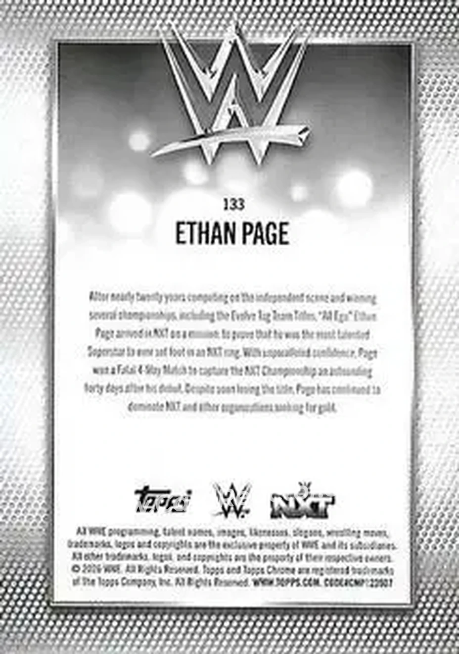 2026 Topps Chrome WWE #133 - Ethan Page - Back 2026 Topps Chrome WWE #133 - Ethan Page - Back