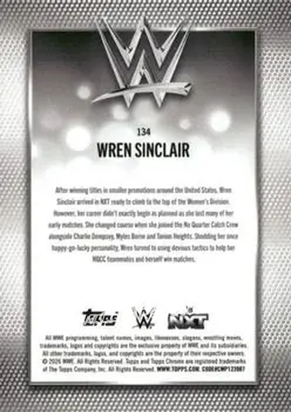 2026 Topps Chrome WWE #134 - Wren Sinclair - Back