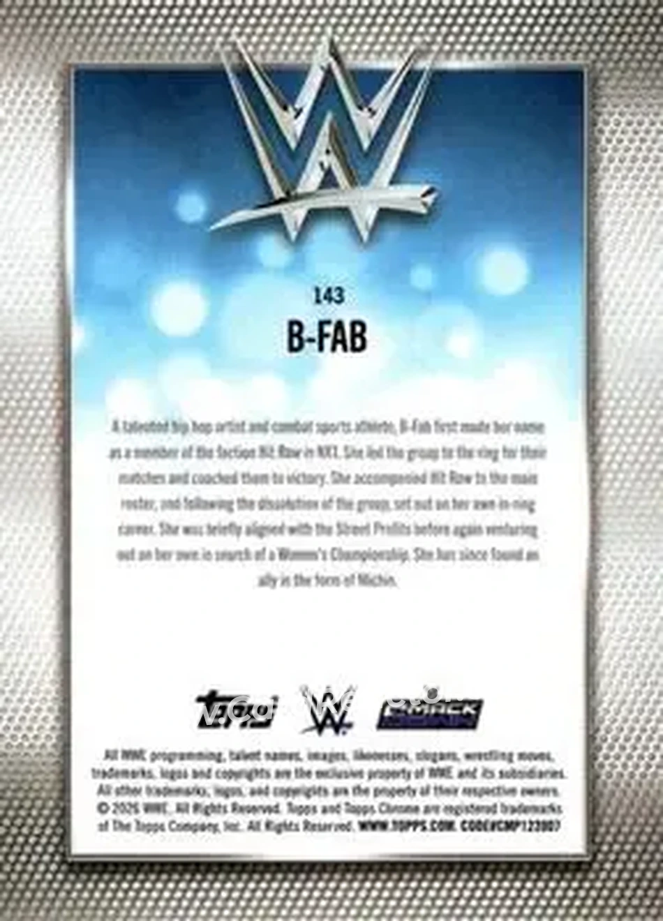 2026 Topps Chrome WWE #143 - B-Fab - Back