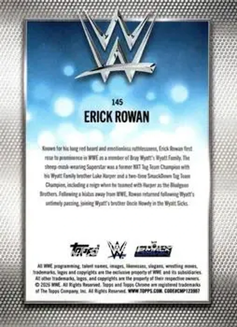 2026 Topps Chrome WWE #145 - Erick Rowan - Back