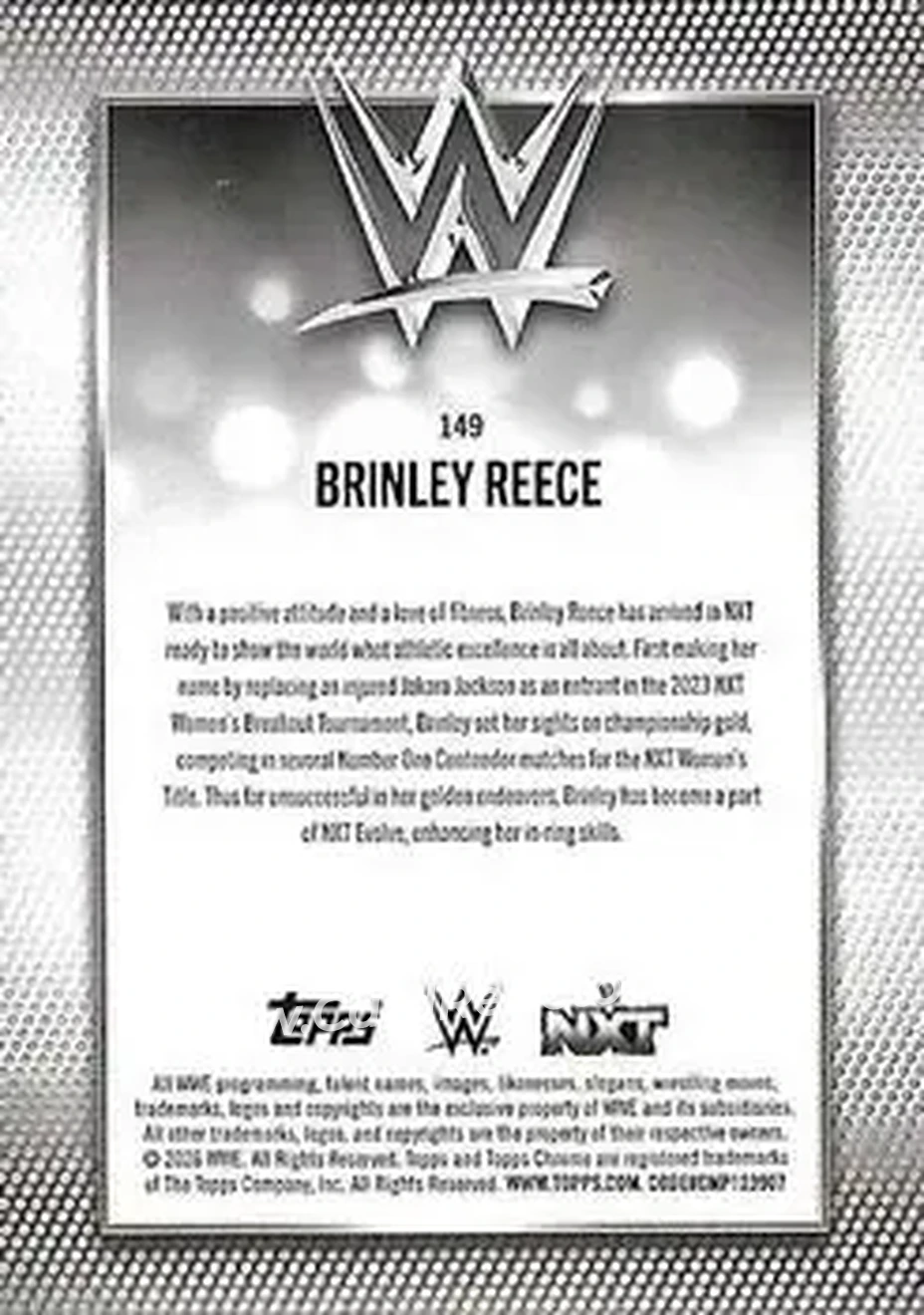 2026 Topps Chrome WWE #149 - Brinley Reece - Back 2026 Topps Chrome WWE #149 - Brinley Reece - Back