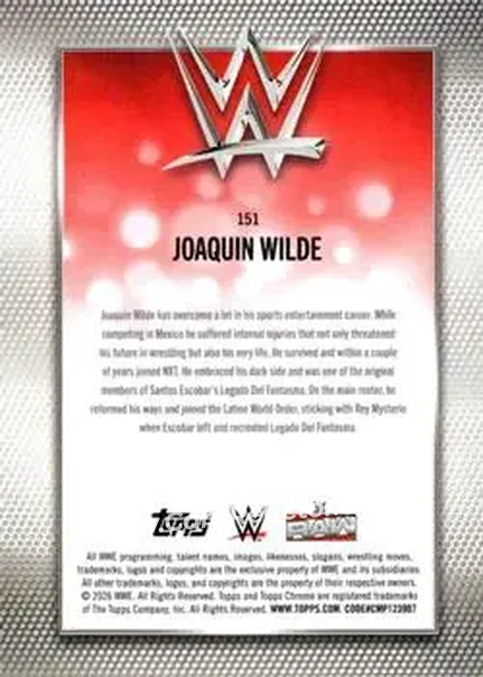 2026 Topps Chrome WWE #151 - Joaquin Wilde - Back