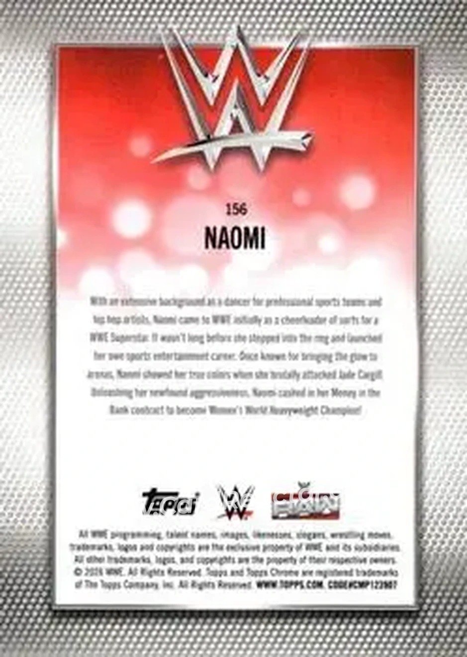 2026 Topps Chrome WWE #156 - Naomi - Back