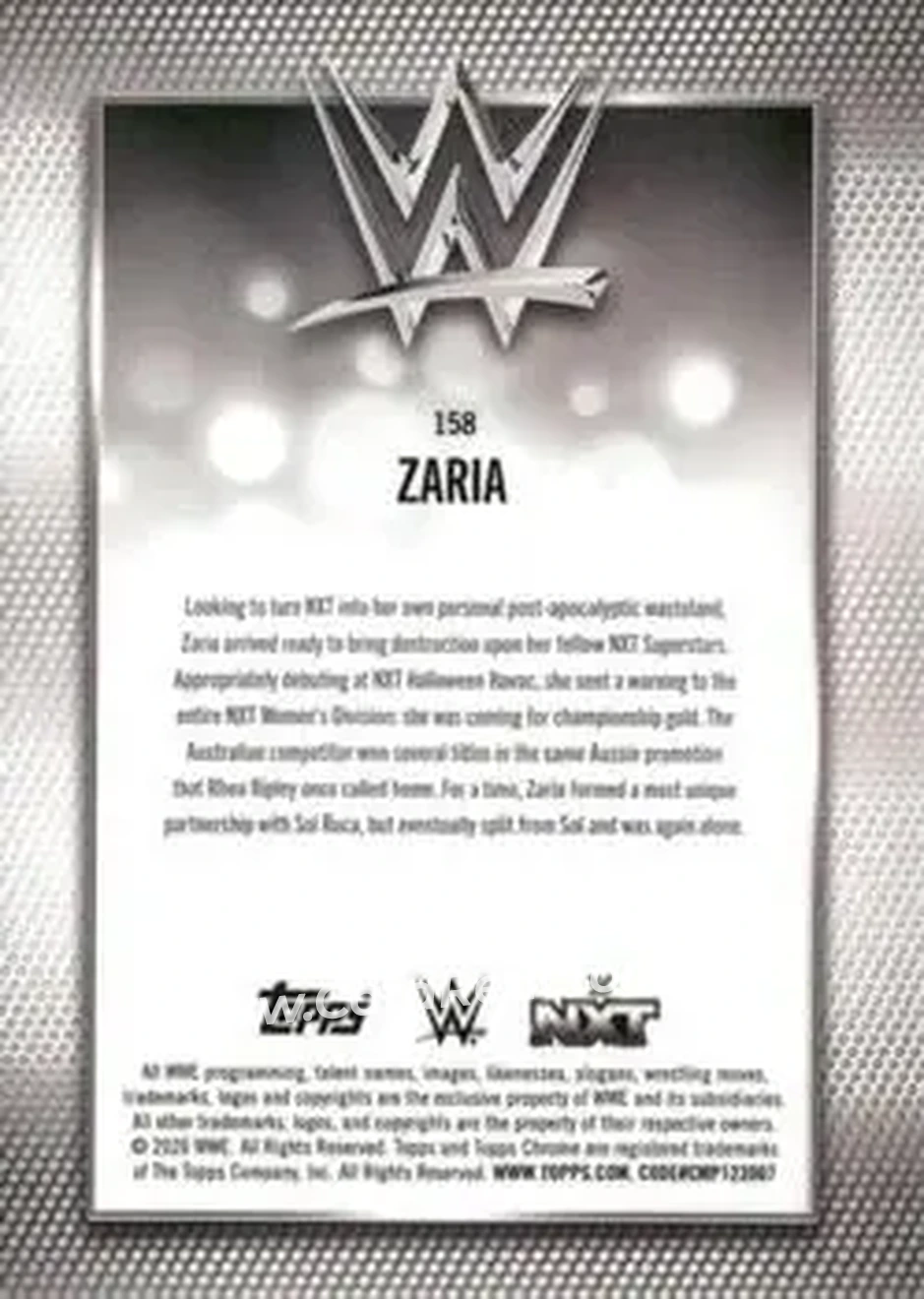 2026 Topps Chrome WWE #158 - Zaria - Back 2026 Topps Chrome WWE #158 - Zaria - Back