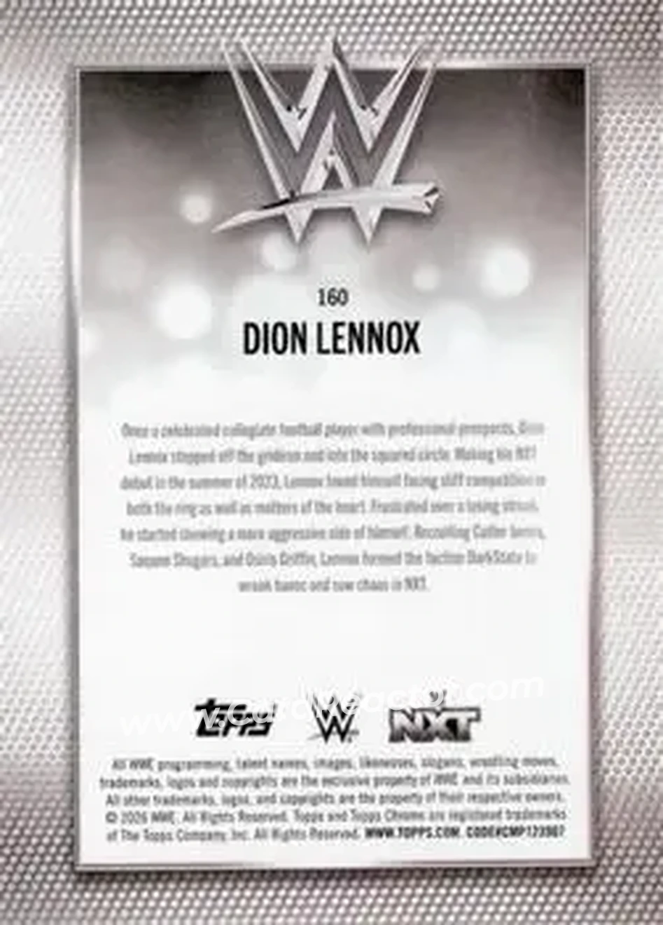 2026 Topps Chrome WWE #160 - Dion Lennox - Back